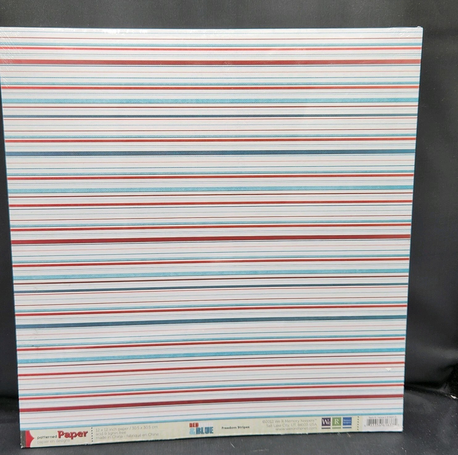 We R Memory Keepers Patterned Paper Red & Blue Freedom Stripes 12 X 12 New
