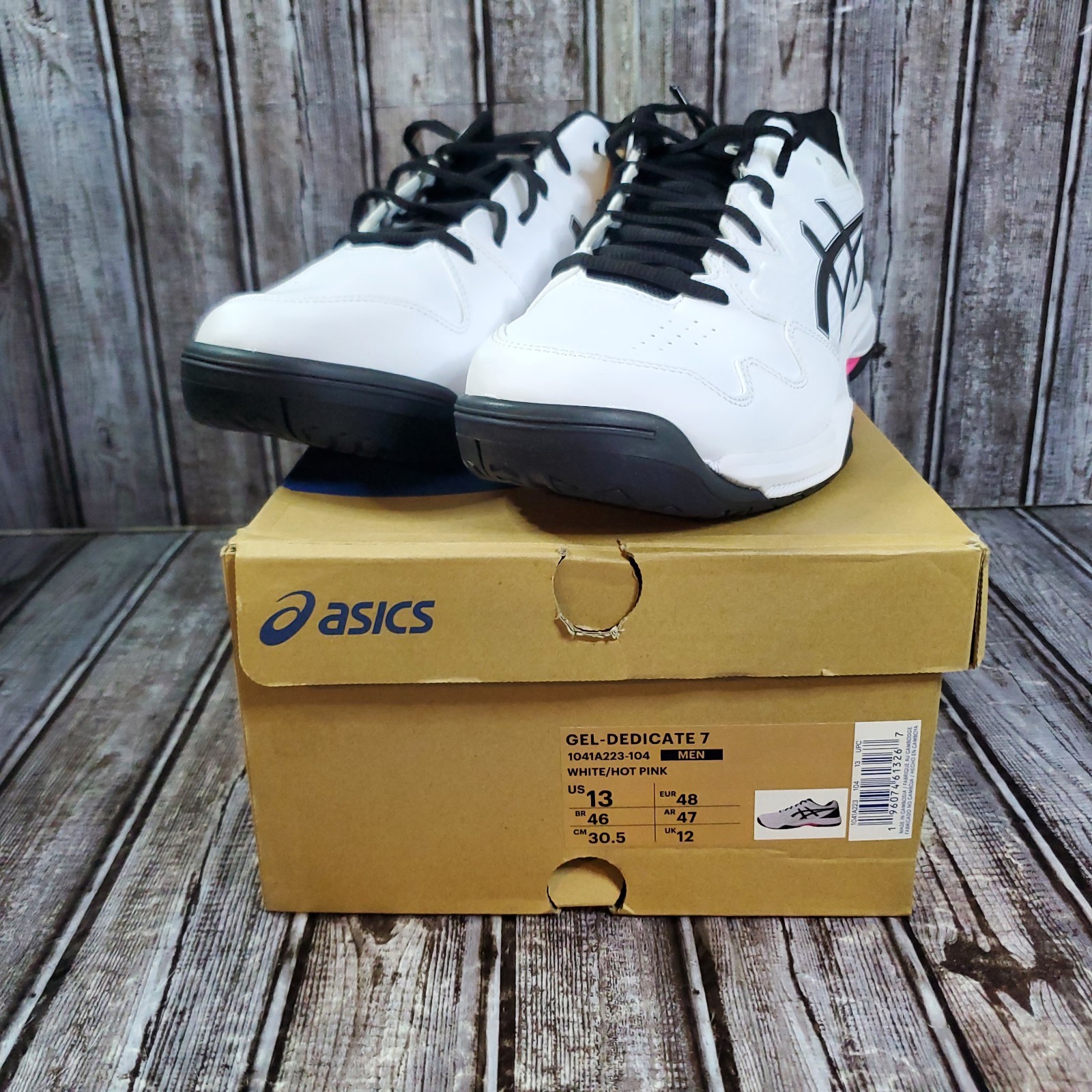 Asics Men's Gel-Dedicate 7 Tennis Shoes 1041A223-104 White Hot Pink Size 13