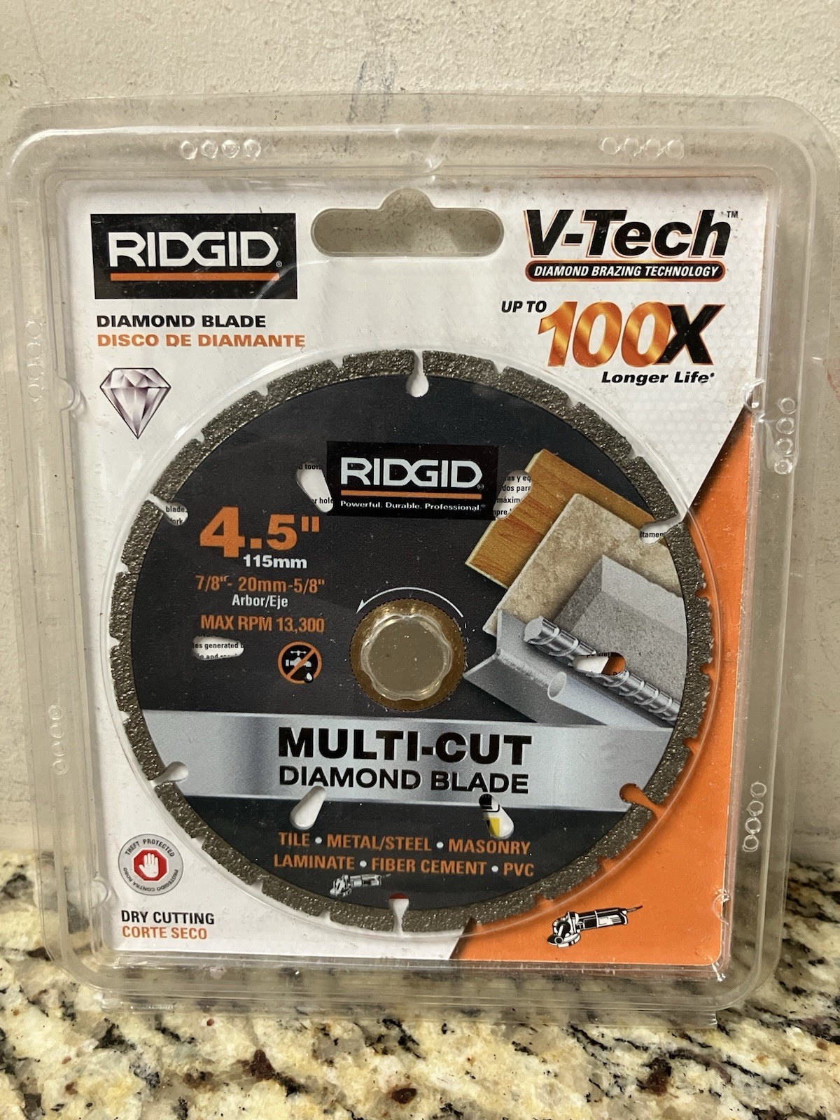 Ridgid V-Tech 4.5 in. Diamond Multi-Cut Diamond Blade, #HD-VBMU45