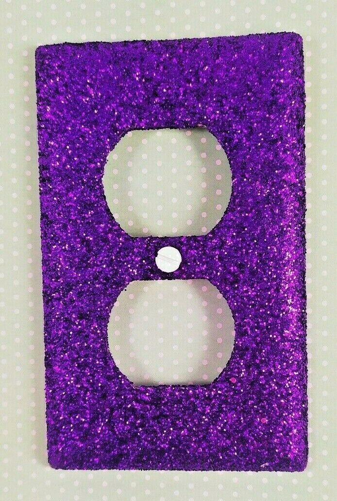 Metallic Dark Purple Glitter ~Bling Light Switch Plates, Outlets Covers, Rockers