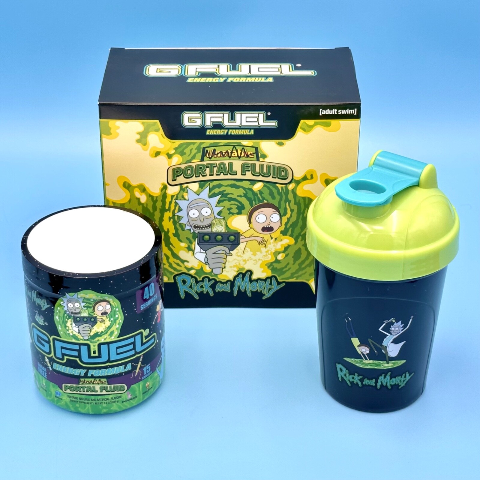 G Fuel Rick and Morty Unstable Portal Fluid Collector's Box Tub + Shaker Cup