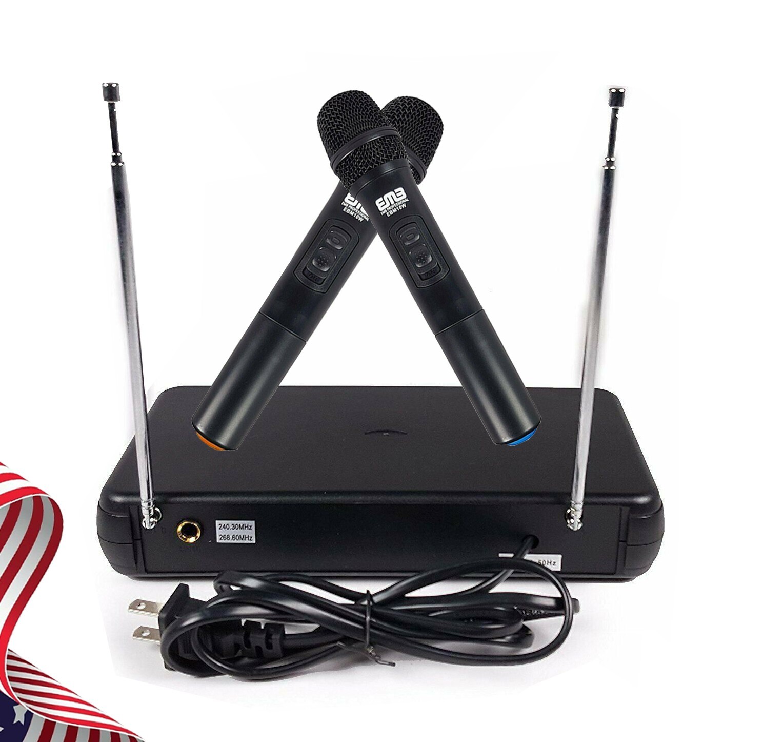 EMB Pro VHF EBM10W AA Professional Dual Wireless Handheld Microphone System