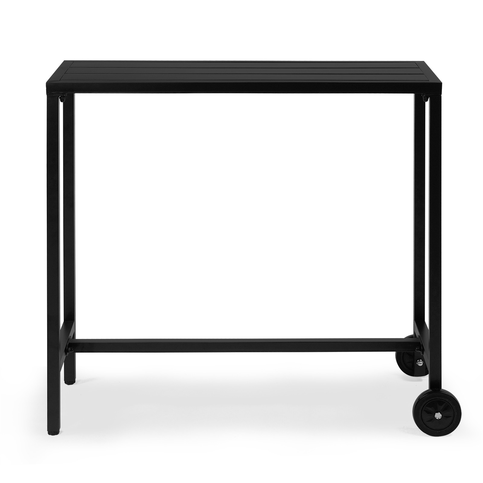 40" Outdoor Bar Table with Wheels, Rectangle Narrow Counter Height Table
