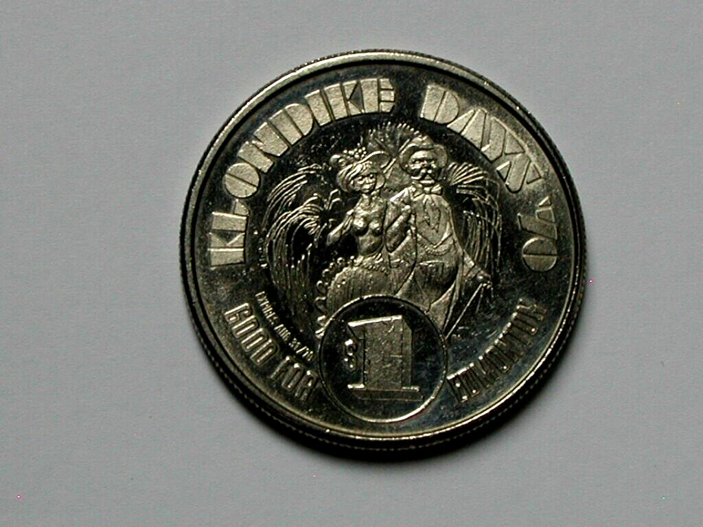 Edmonton AB CANADA 1970 Trade DOLLAR Token with Miner 'Klondike Mike' & Moneybag