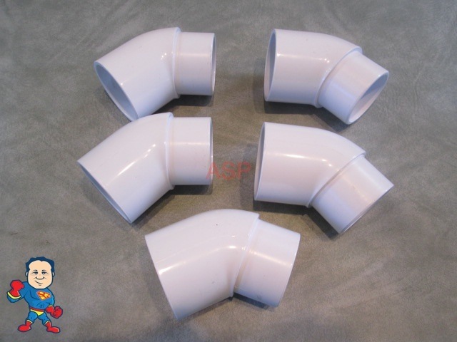 5x Hot Tub Spa 45° 2" Street X 2" Slip Plumbing ELL PVC Fitting How To Video