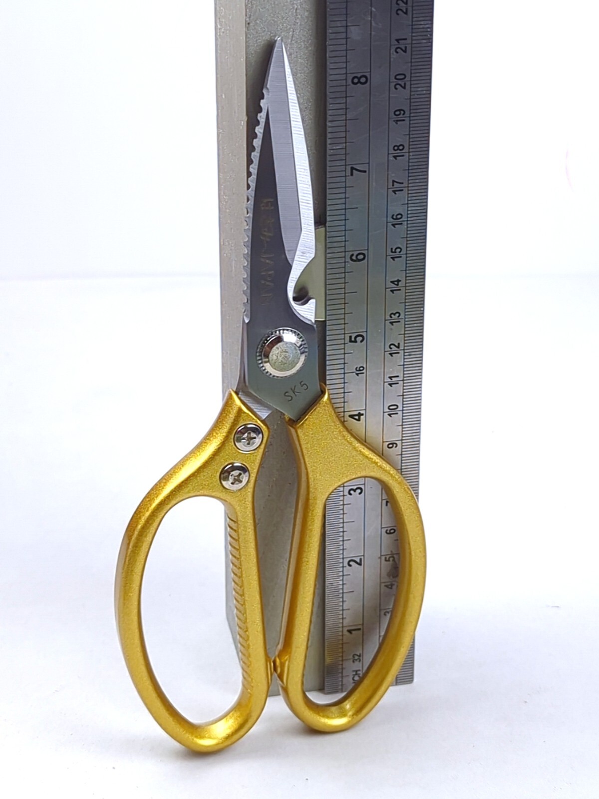 Multi-Function KITCHEN SCISSORS/SHEARS, Heavy Duty, JUMBO Size, GOLD Handle, SK5