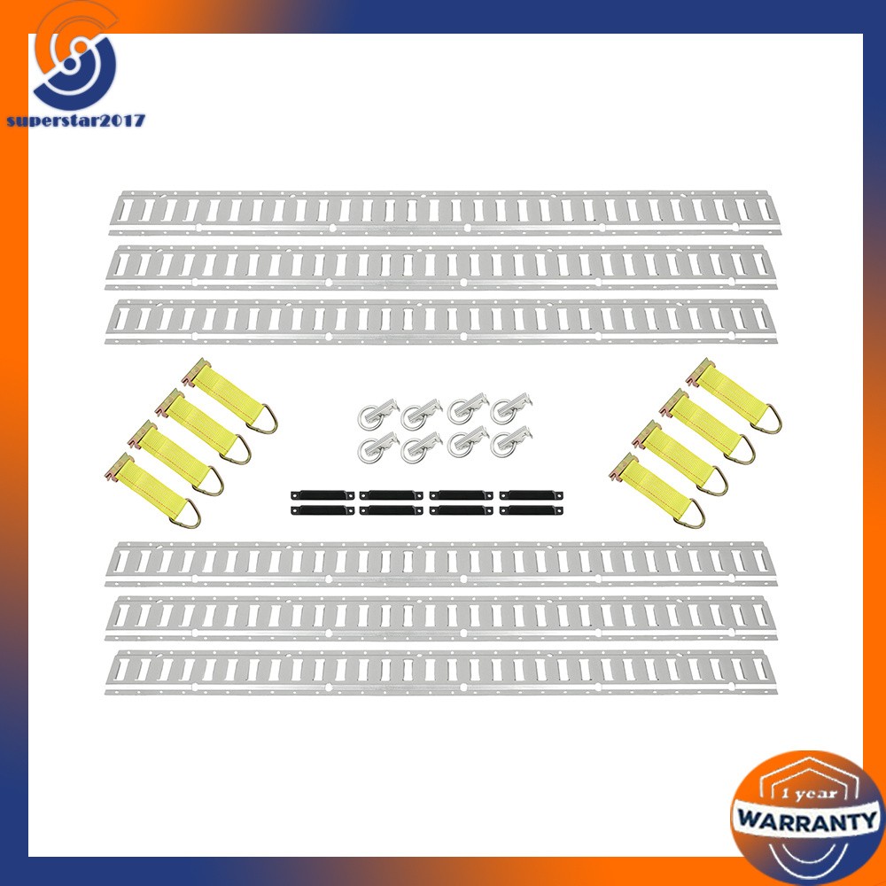 32 Pcs 5 Ft Silver E Track Rails Kit, Zinc Coated Fit For Cargo Tie Down System