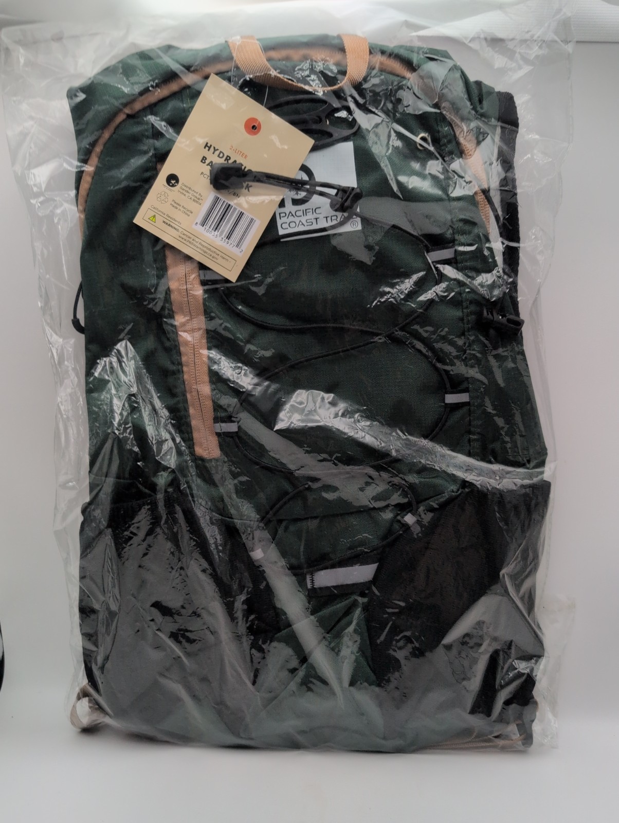 NWT Pacific Coast Trail Camping - 2 Liter Hydration Backpack Green & Brown - NEW