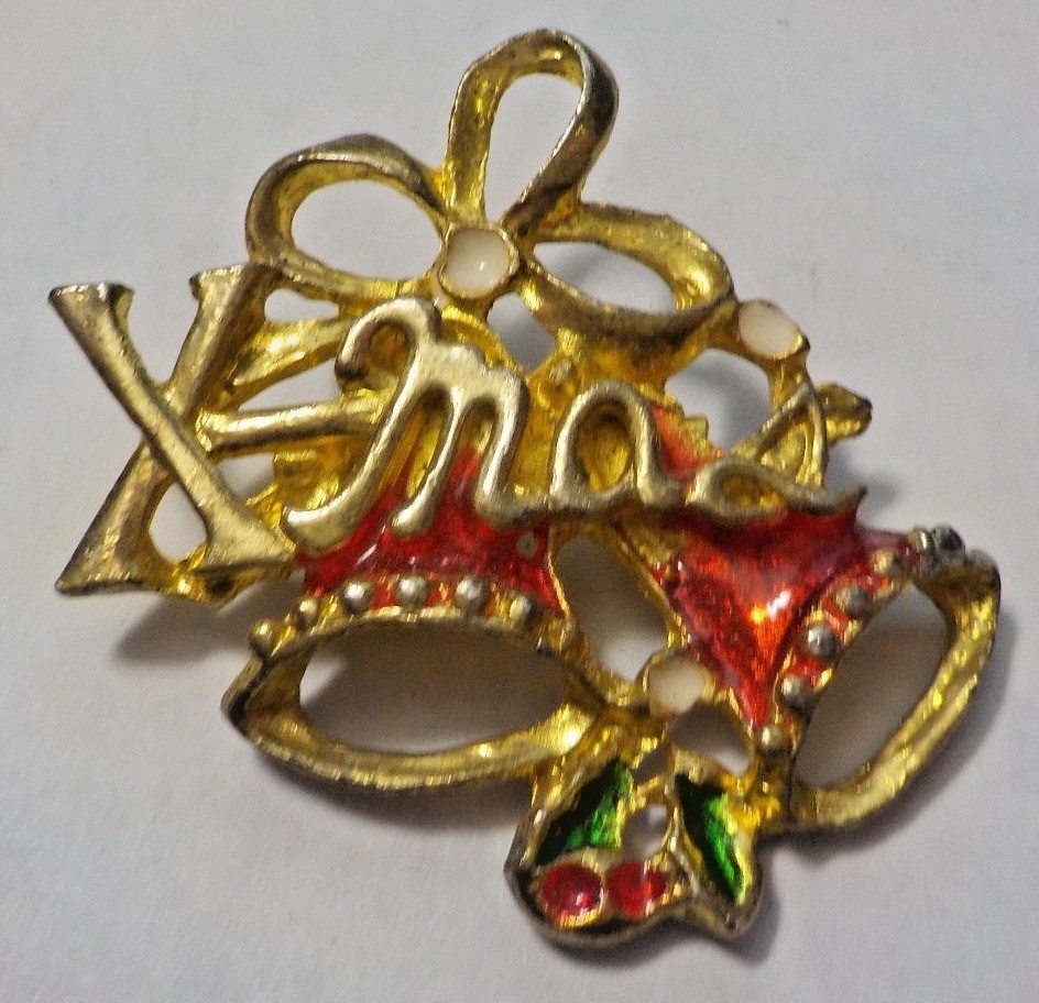 X-mas Bells Christmas Brooch Pin
