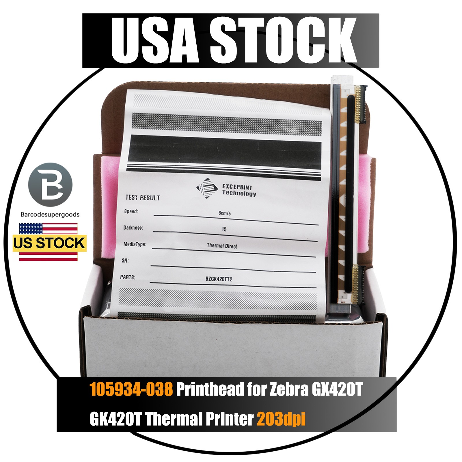 Printhead for Zebra GX420T GK420T Thermal Printer 203dpi PN 105934-038 US