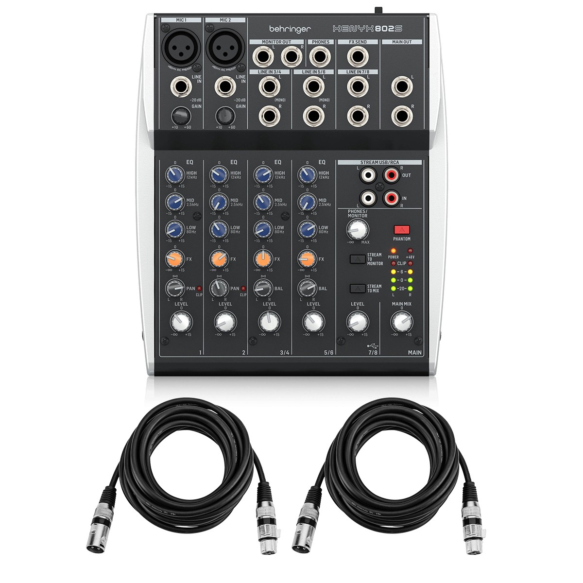 Behringer XENYX 802S Premium 8-Channel Analog Mixer with USB Streaming Interface