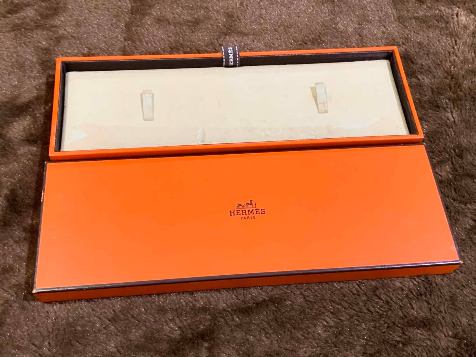 Genuine HERMES Paris Watch Box HERMÈS Storage Orange Box Long Box Inner White
