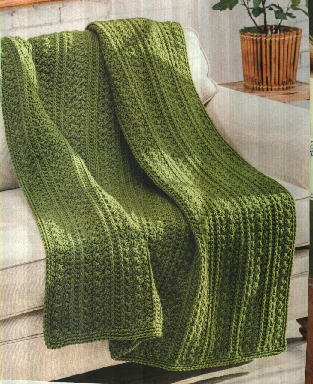 SHELLS & RIDGES THROW AFGHAN HOME DECOR CROCHET PATTERN INSTRUCTIONS