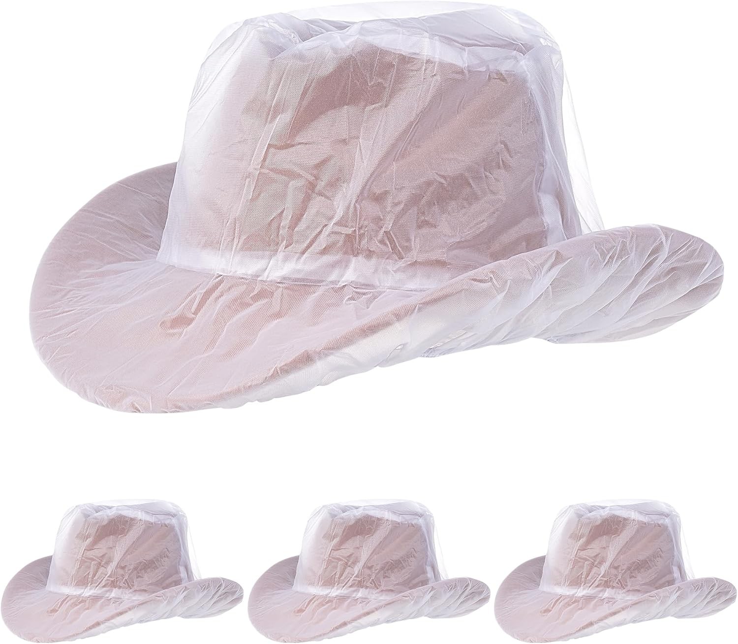 Cowboy Hat Rain Covers Plastic Waterproof Cover for Dust Unisex White