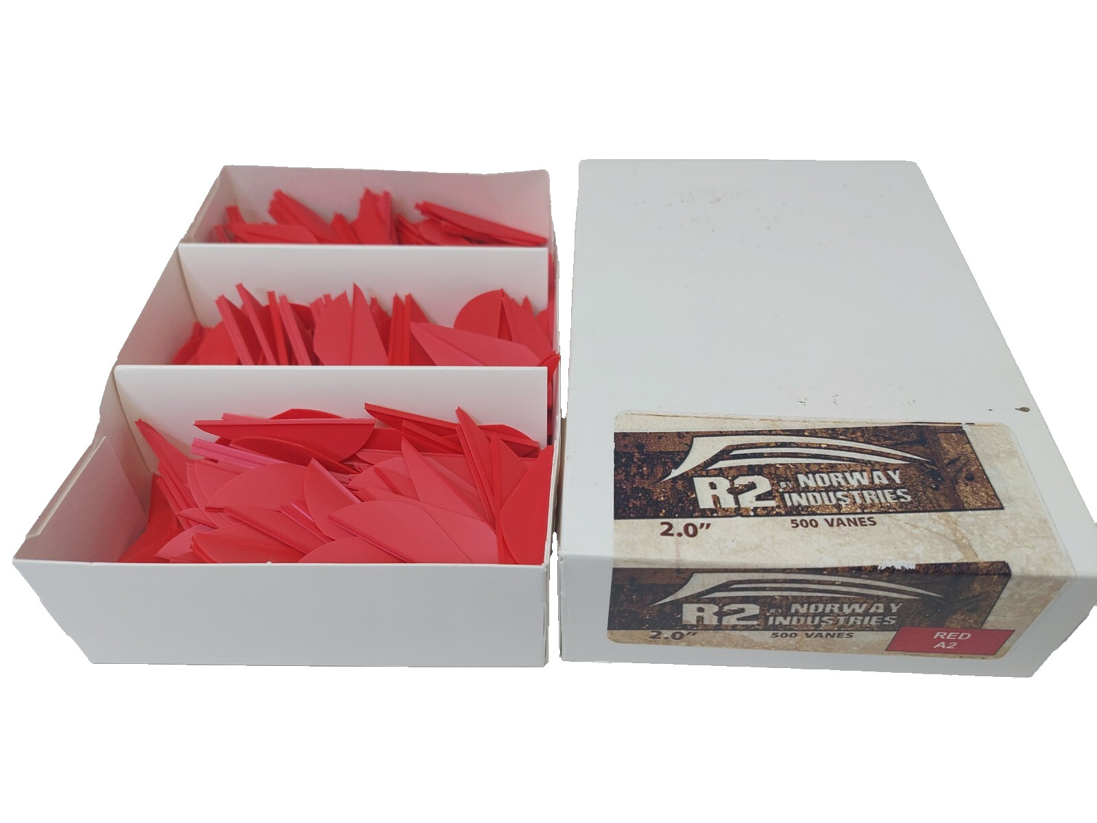 2.0" Red Raptor II R2 Vanes: Q2i Norway Industries: Bulk Pack Of 500 Count