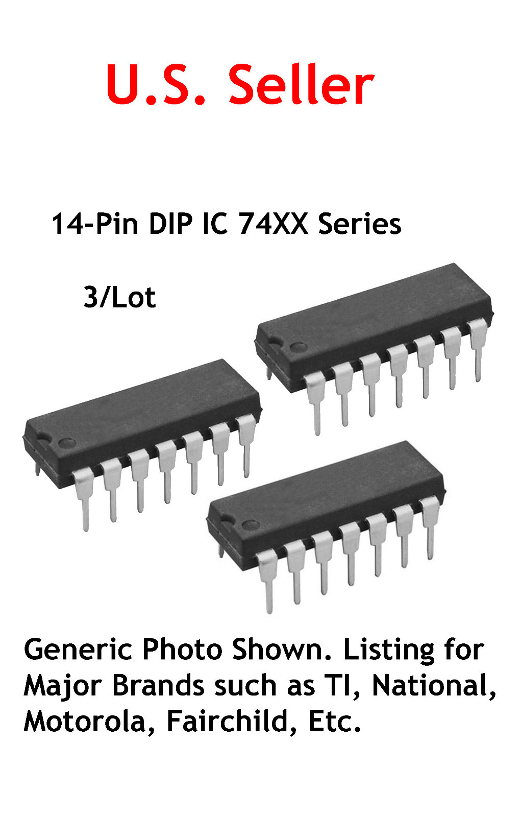 7437 TTL 14 Pin DIP IC: Quad 2-Input Nand Buffer: 3/Lot: NOS