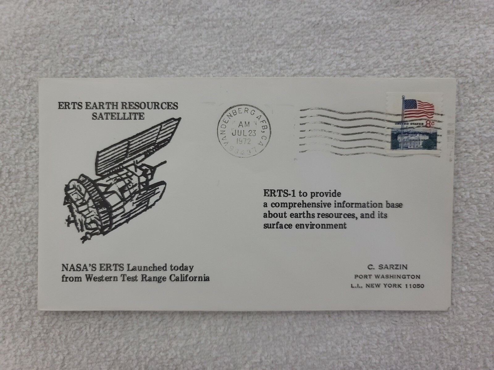ERTS EARTH RESOURCES SATELLITE 07/23/72 | Space Cover