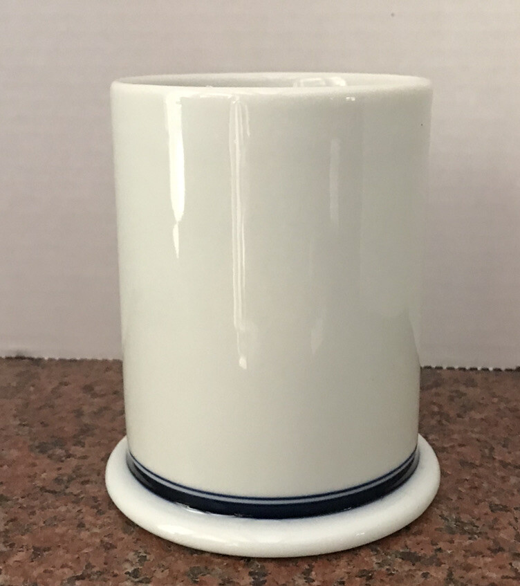 Dansk Classic Blue & White Planter Vase Crock 5” Tall Signed