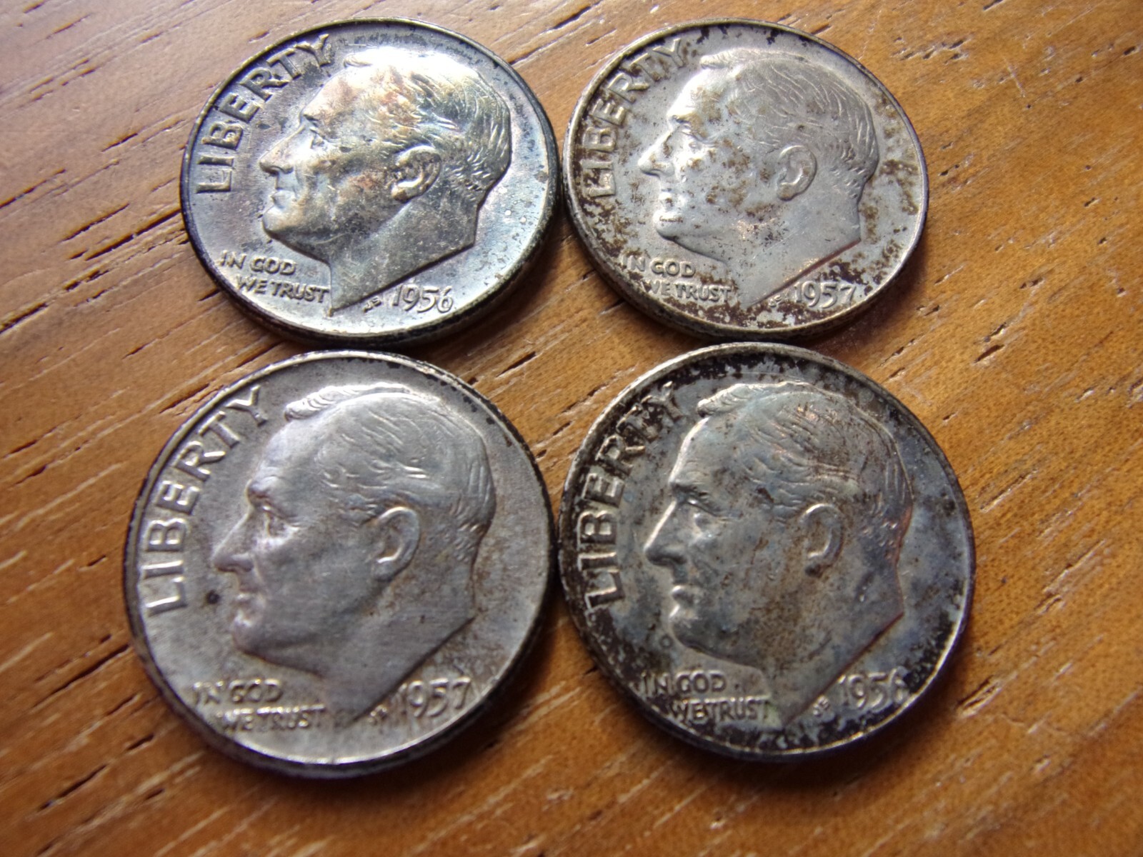 1956-P,D, 1957-P,D, ROOSEVELT DIMES 90 % SILVER INVESTMENT COIN