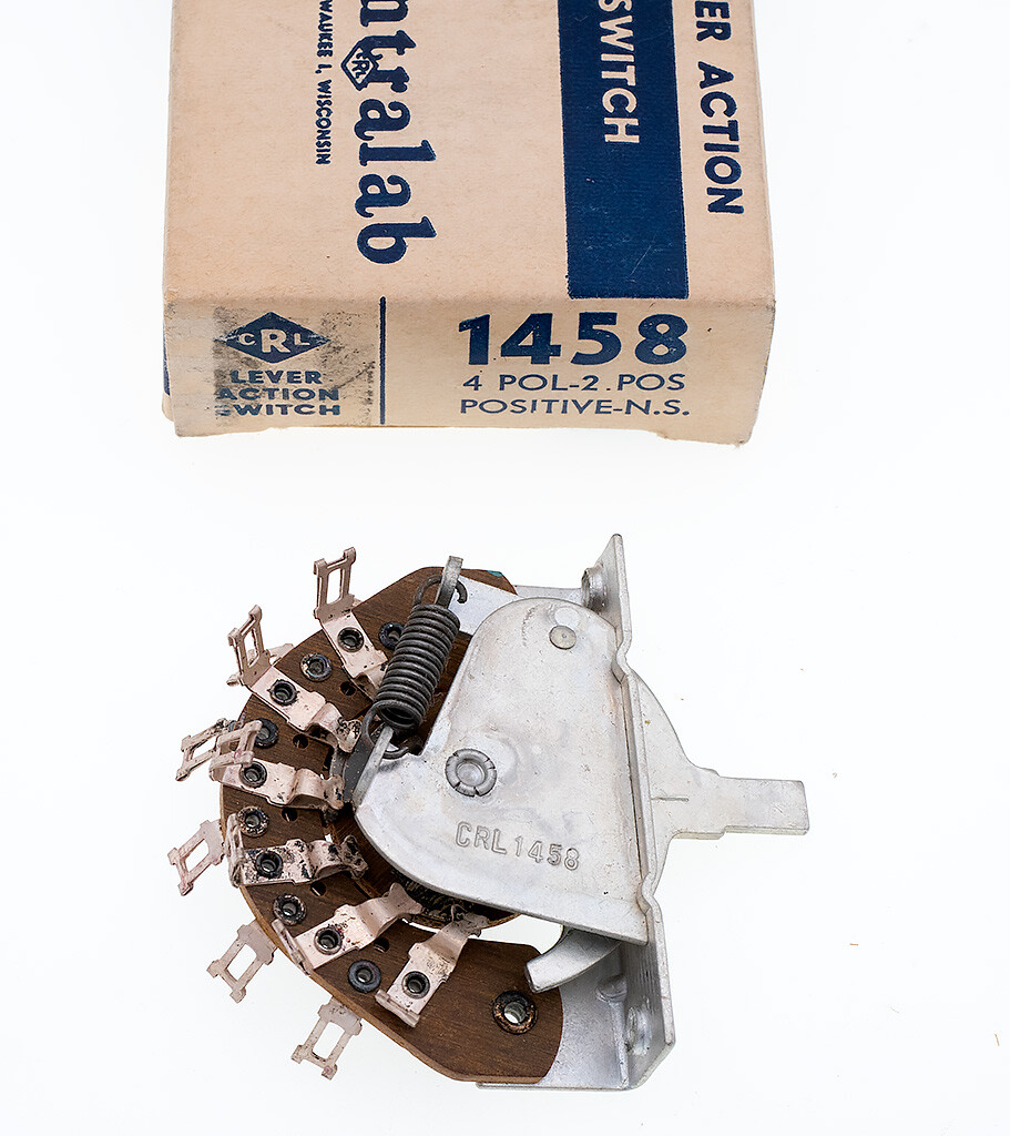 Centralab 1458 4-Pole 2-Position Positive Non-Shorting Lever Switch, CRL