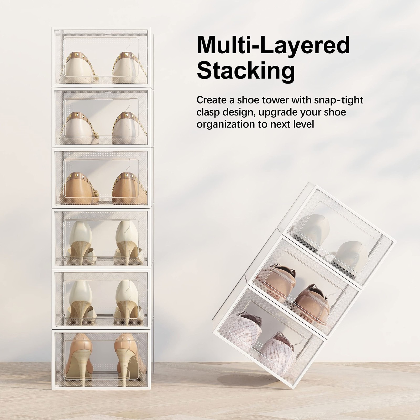 SEE SPRING X-Large Shoe Storage Box Fit Size 11, Clear