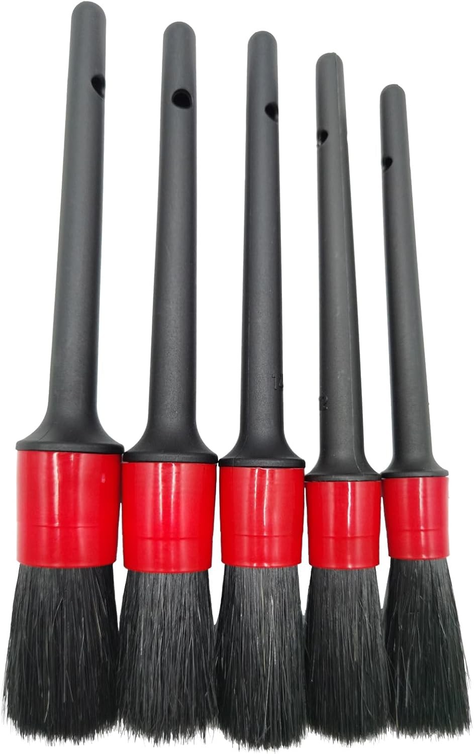Car Detailing Brush Set of 5 - Soft Boar Hair, Car Wash Brush, Wheel Cleaner Bru