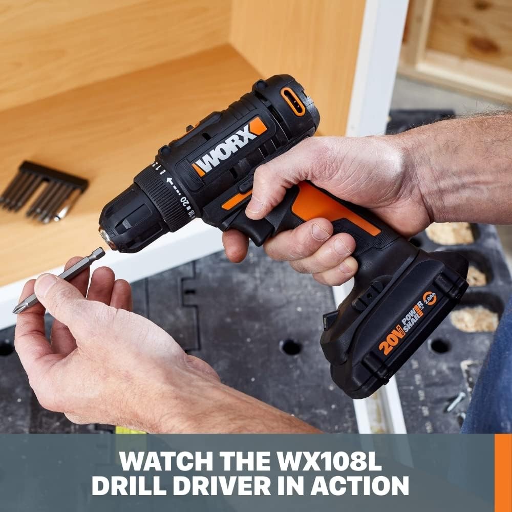 84pc 20V Cordless Drill Driver Variable 2-Speed, 265 In-Lbs Torque, Lightweight