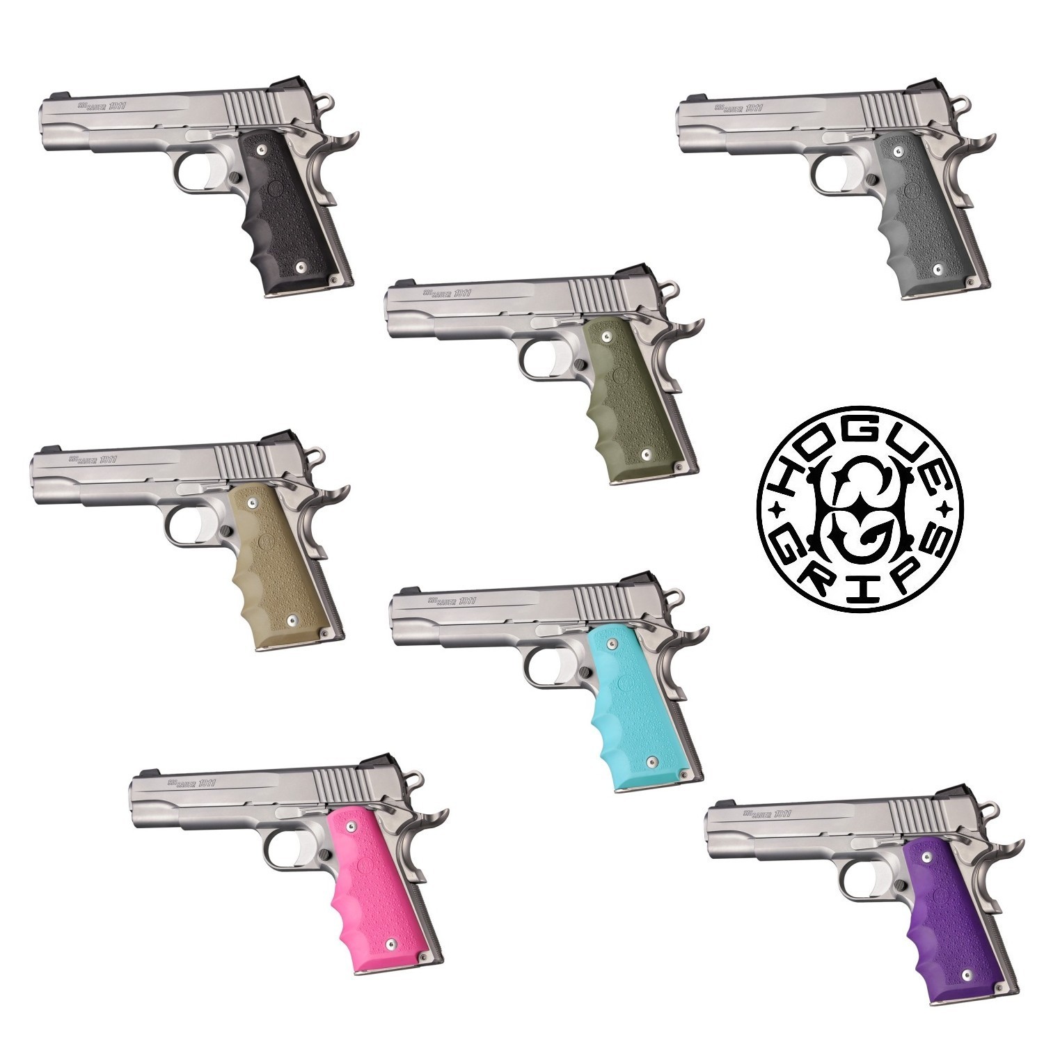 Hogue 1911 Govt Overmolded Rubber Grip w/ Finger Grooves ⭐Choose Your Color⭐