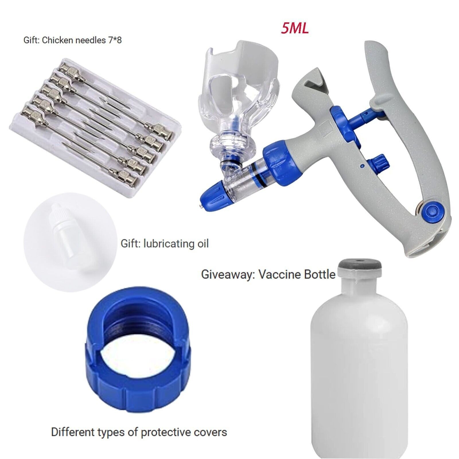 5ml Adjustable Continuous Syringe vaccine syringe for Cattle Goat Pigpoultry