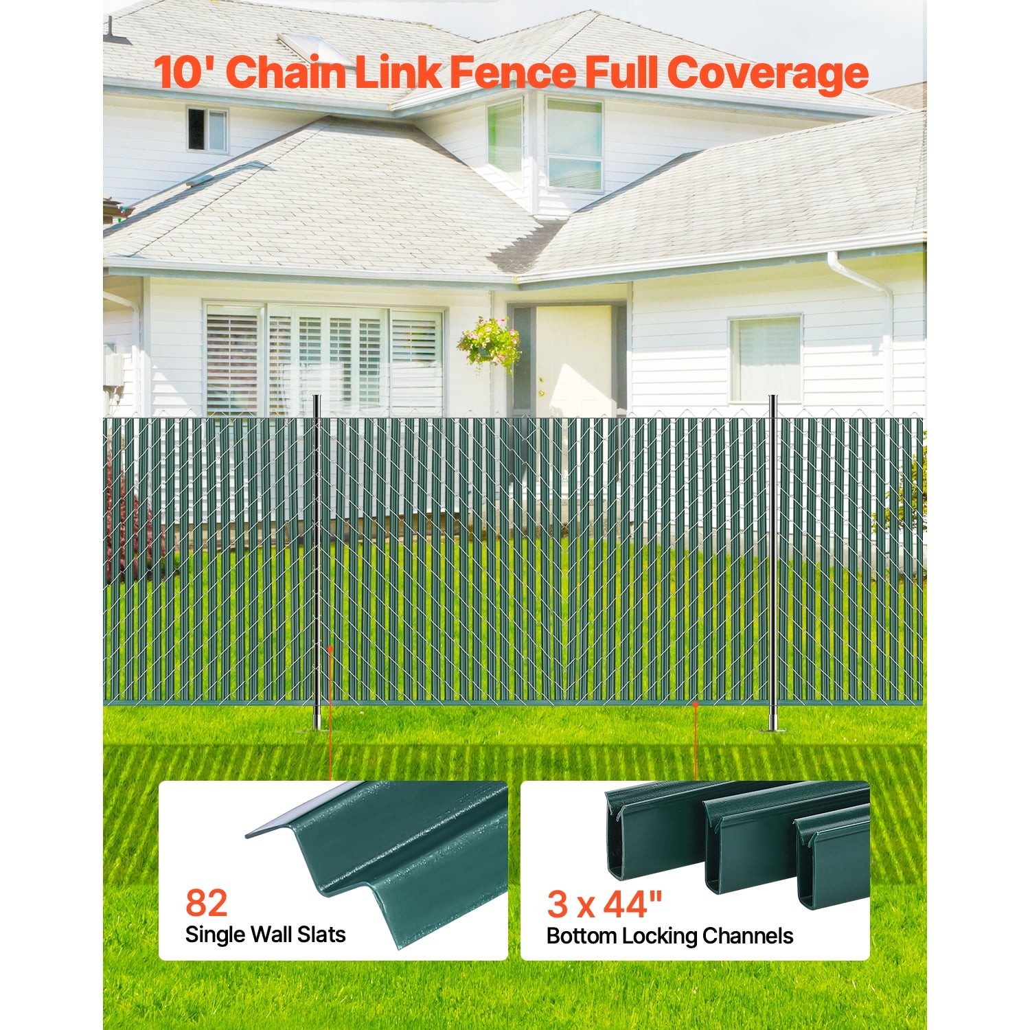 Privacy Slats W/ Bottom Lock Single-Wall Vertical Slats Chain-Link Enclosure