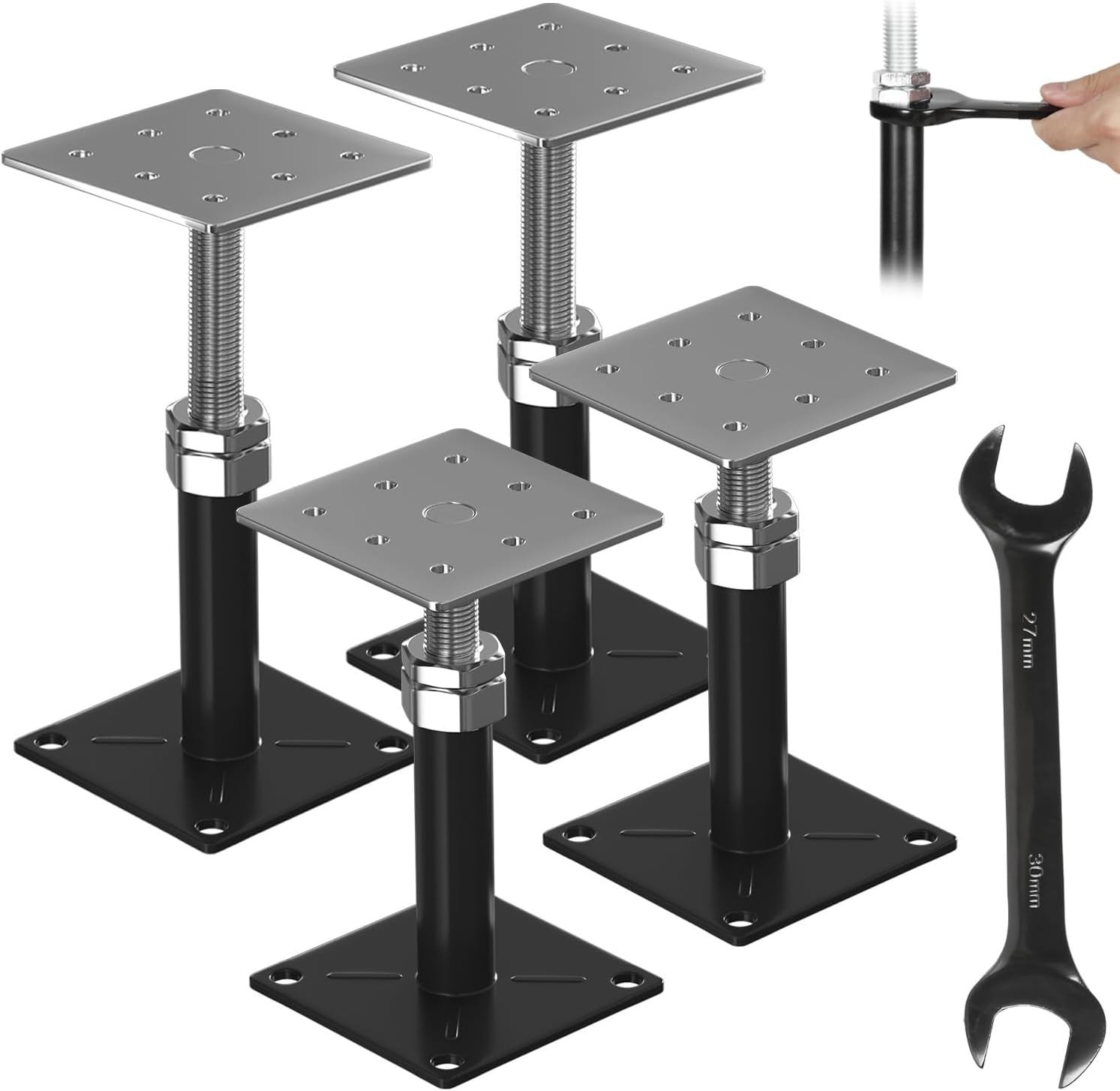 4PCS House Joist Jacks for Leveling, 5" - 8" Height Adjust Range, Adjustable Hou