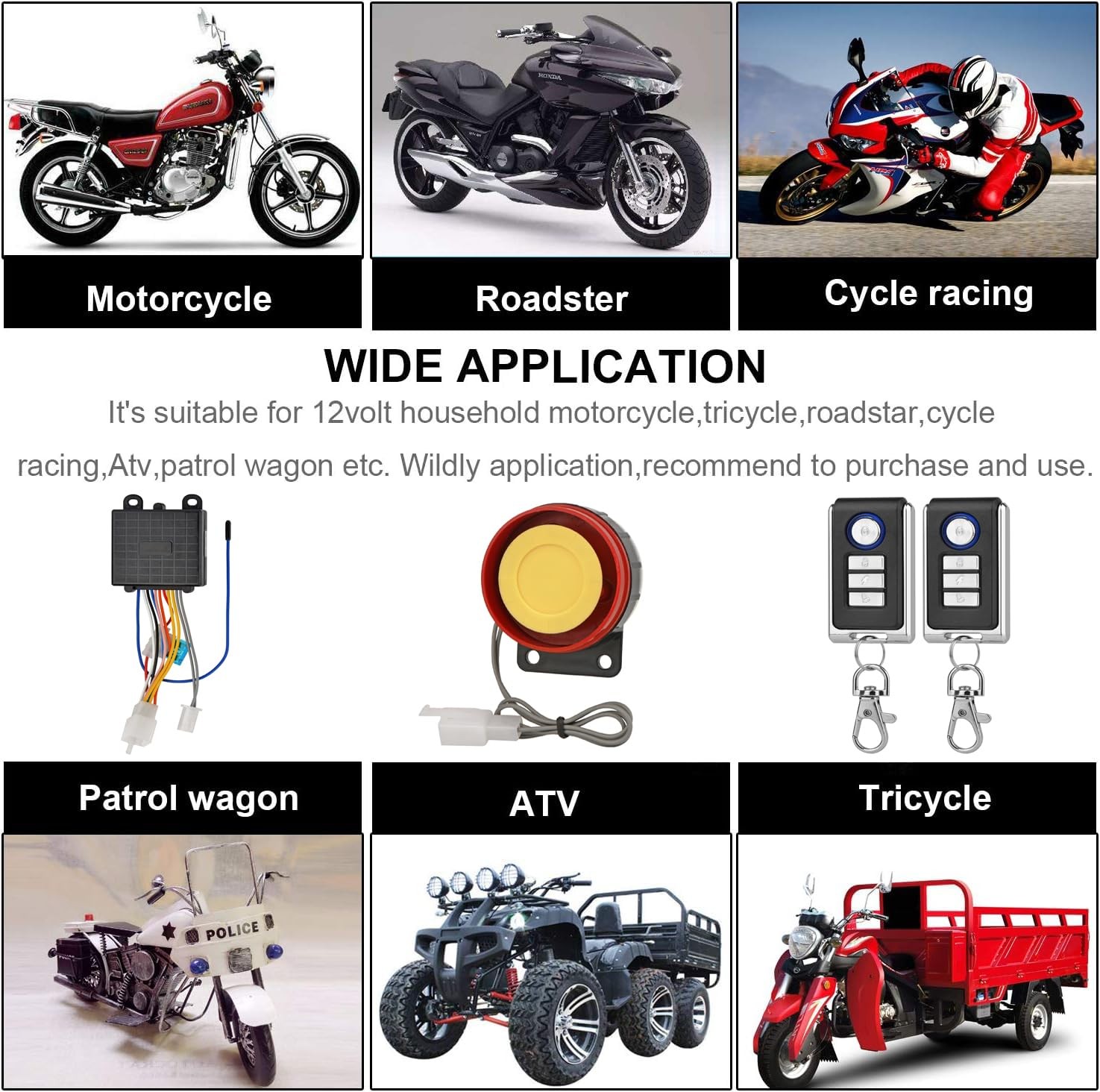 Snlazp Motorcycle Anti-Theft Alarm Security System, Control Engine Start...