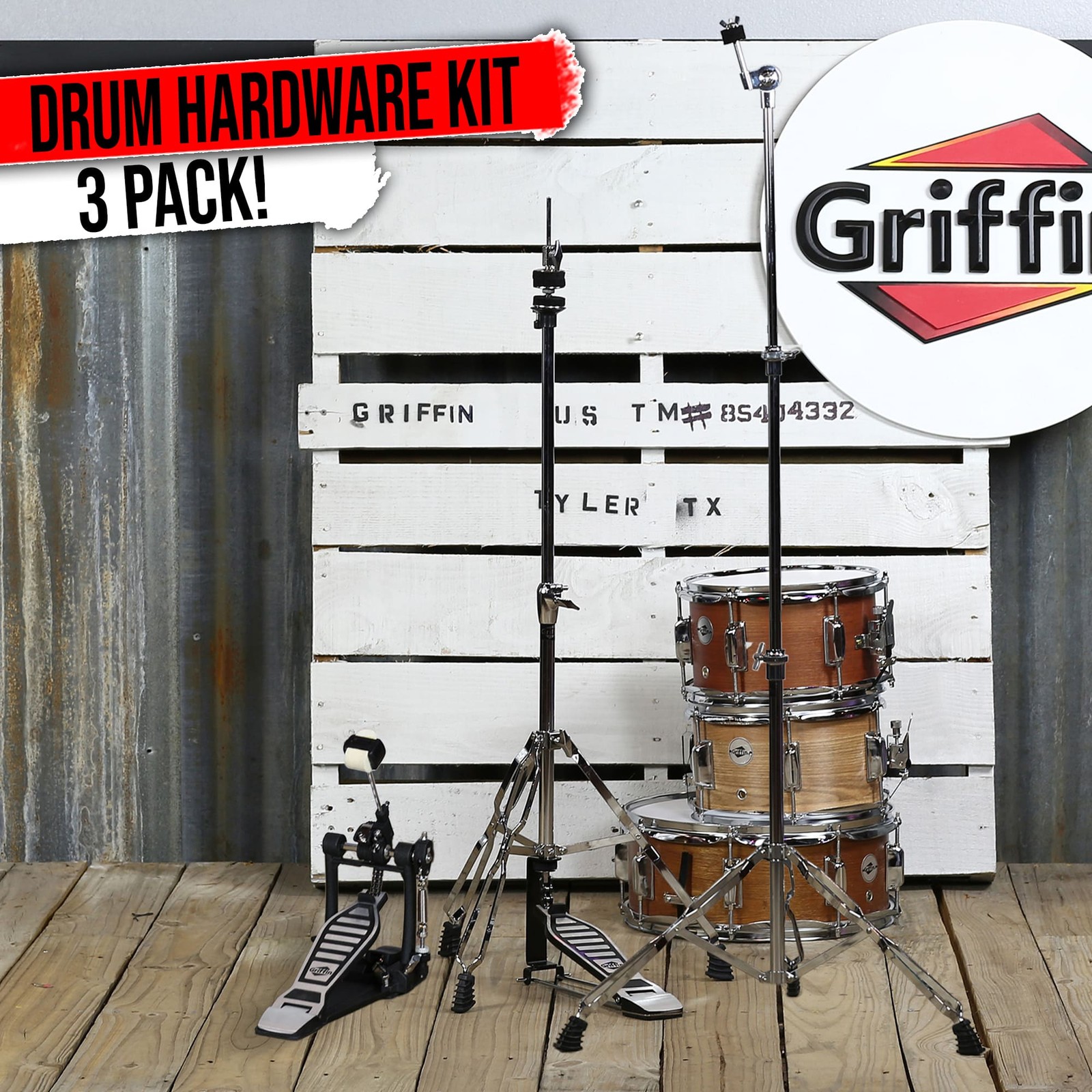 Hi-Hat Stand, Kick Drum Pedal, & Cymbal Stand Lightweight BUNDLE - Drummer Gigs