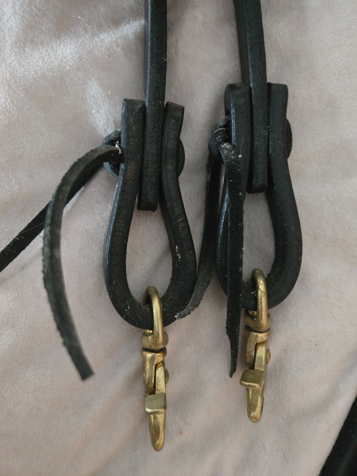 New Black Leather Split Reins with Scissor Swivel Snaps