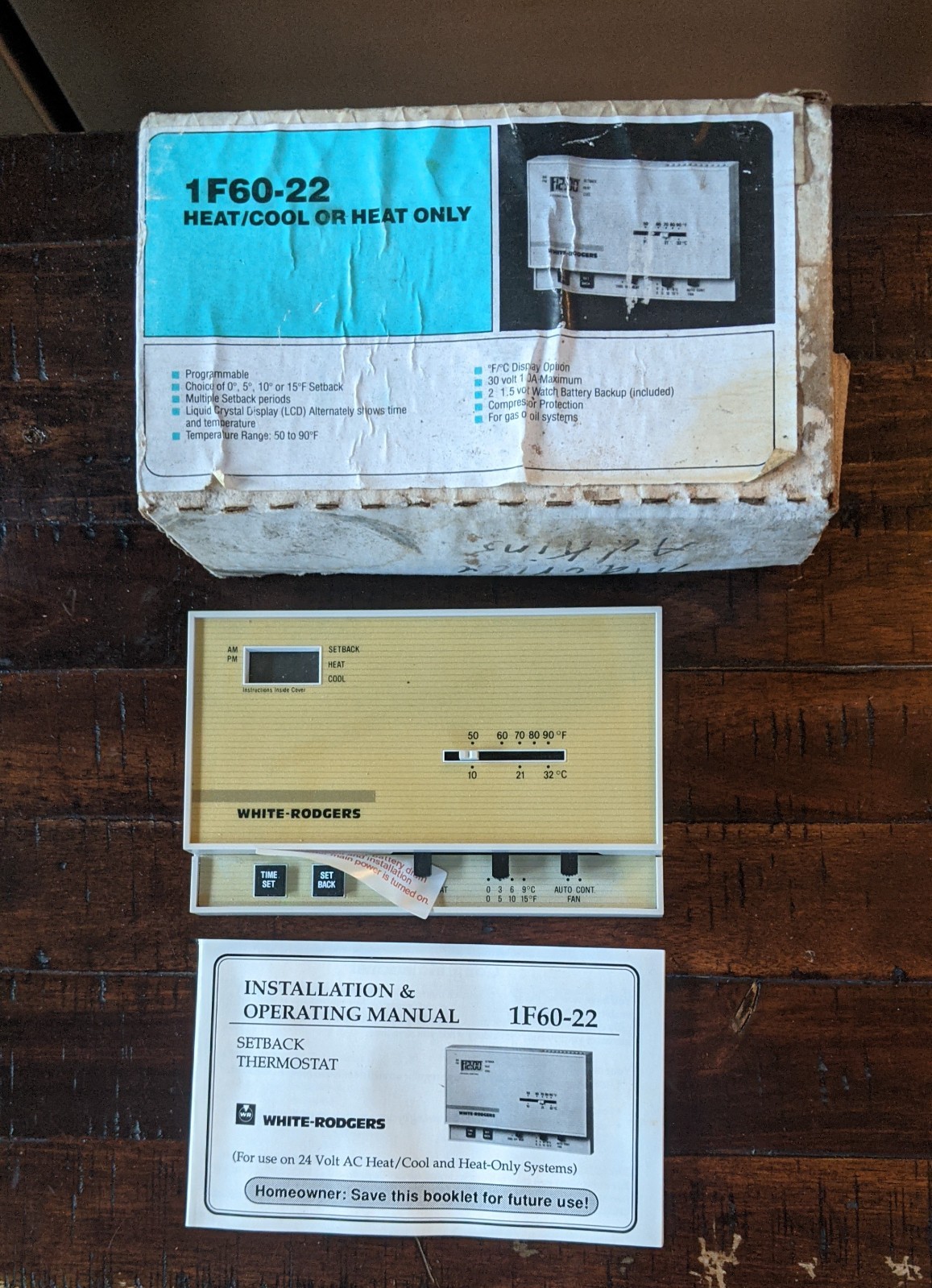 WHITE-RODGERS 1F60-22 HEAT/COOL OR HEAT ONLY THERMOSTAT NEW + BOX