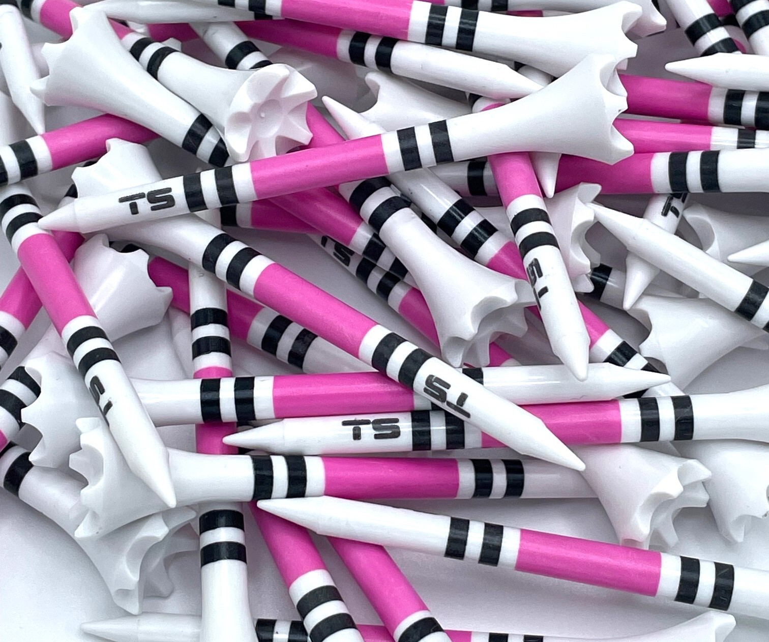 Golf Tees Truestrike 2 3/4 Pink and Black TS Striped Performance Golf Tees