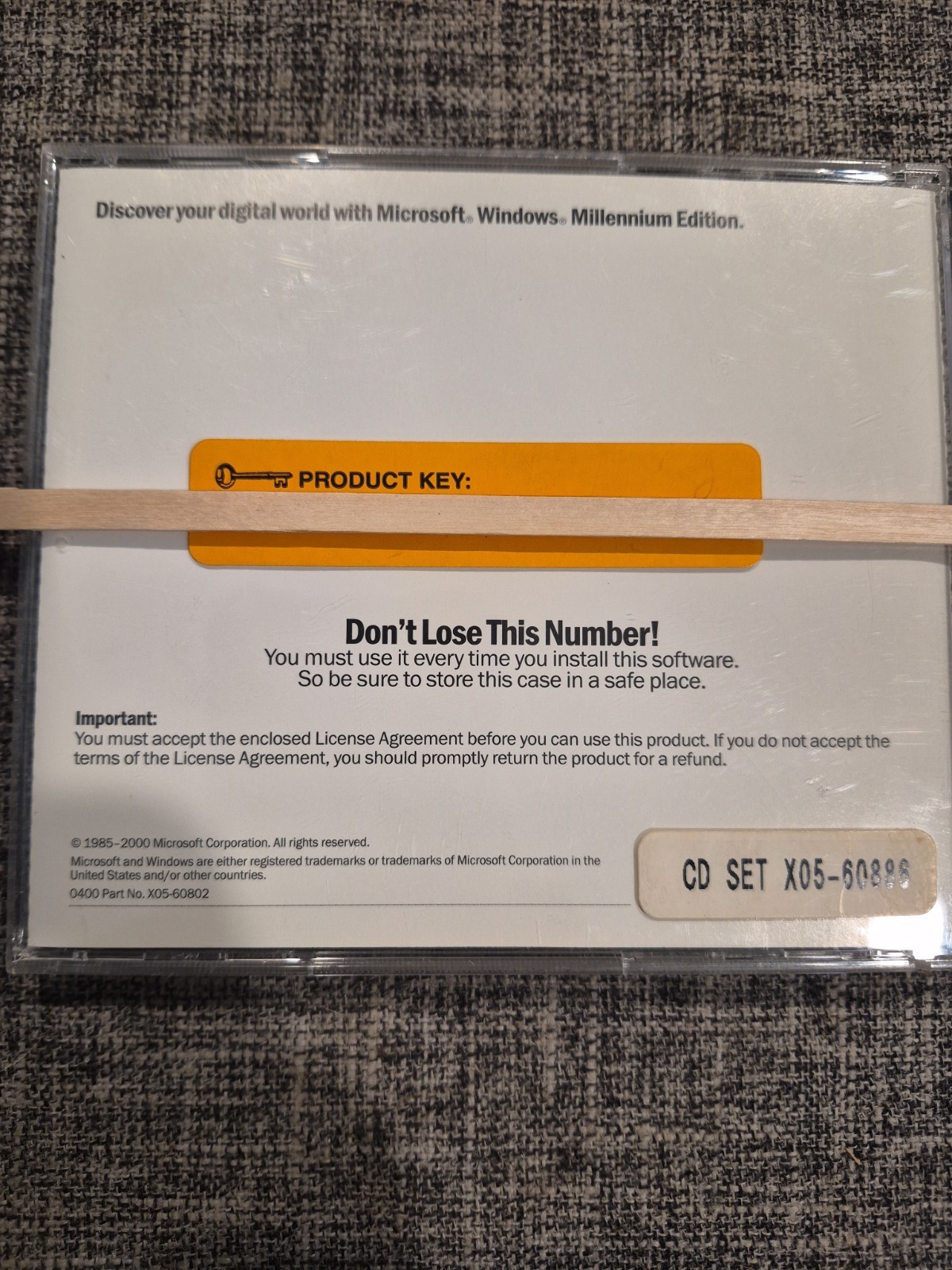 Windows ME Millennium Edition Upgrade Disc With Product Key