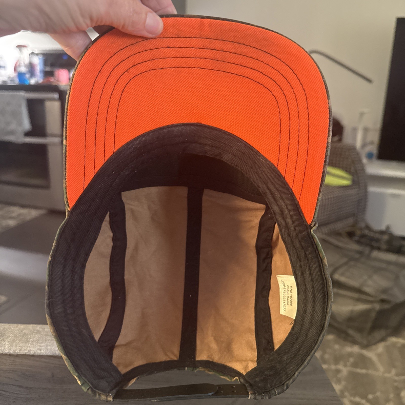 Camouflage Browns Green 5 Panel Hat Cap Snapback Underbill Fluorescent Orange