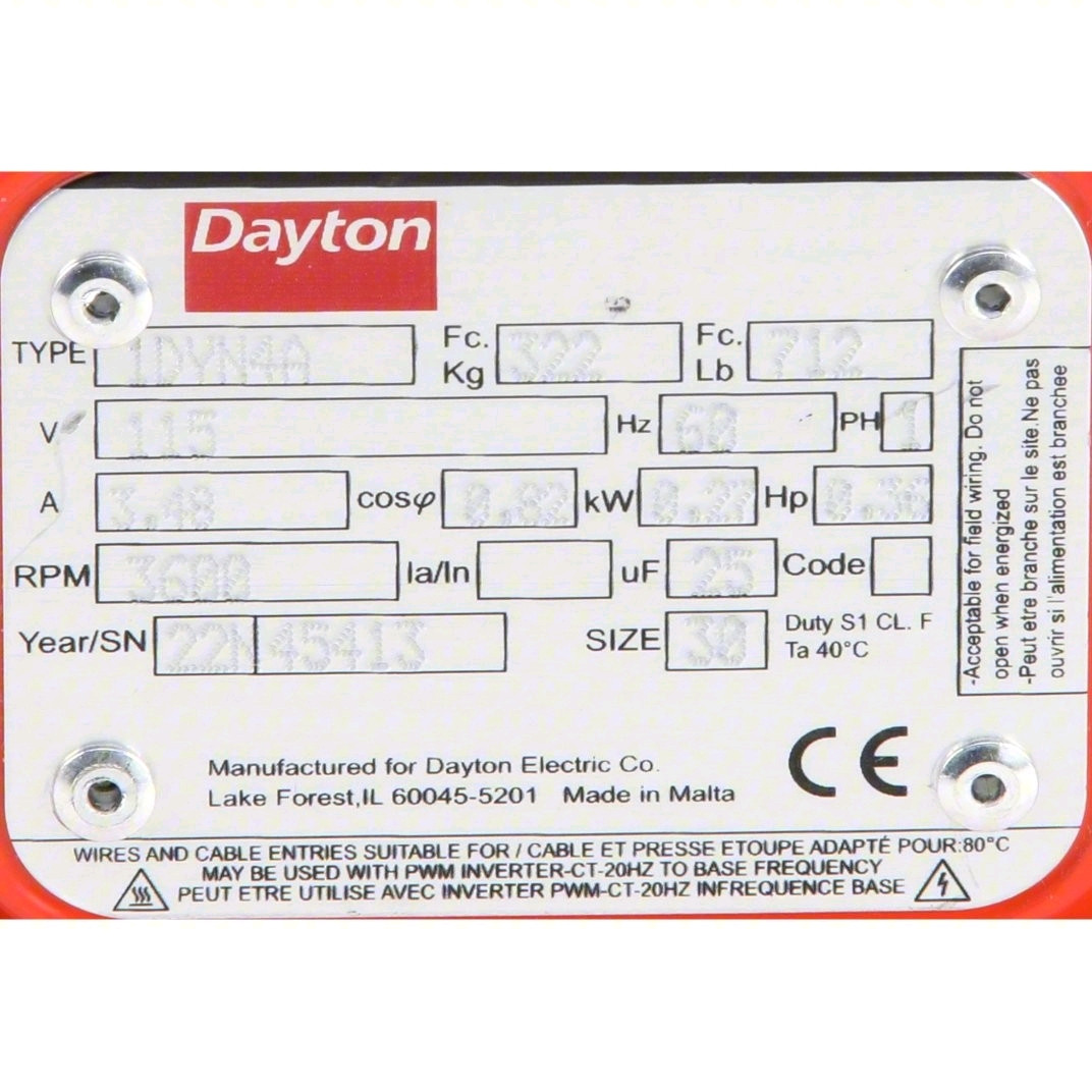 DAYTON 1DYN4 Electric Vibrator,1-Phase,Force 712 lb 1DYN4