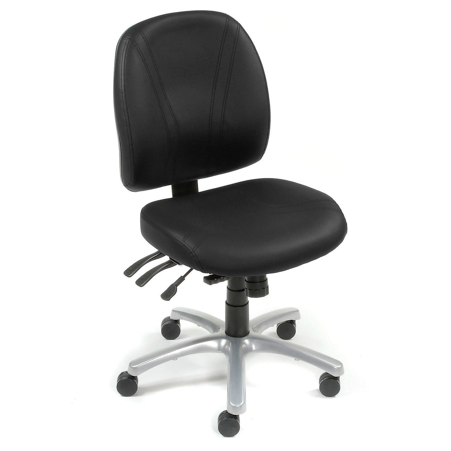 Multifunctional Office Chair Synthetic Leather Mid Back Black