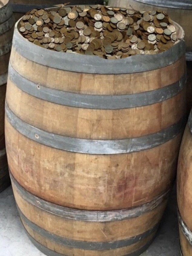 1909-1939 KENTUCKY WHISKEY BARREL HOARD - BAGS OF WHEATS WITH STEEL CENTS