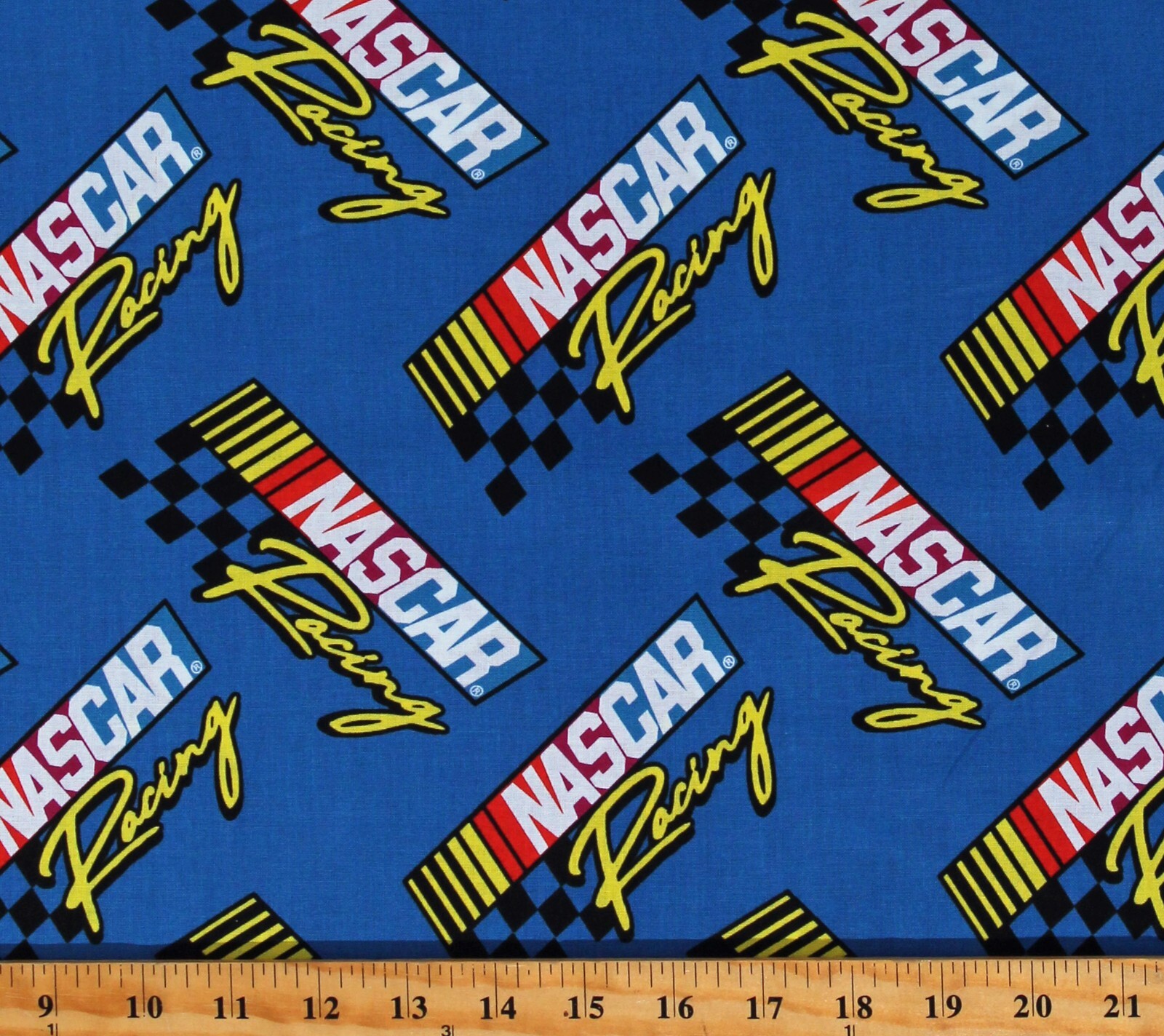 Cotton Retro Nascar Racing Logos Sports Blue Fabric Print by the Yard D668.73