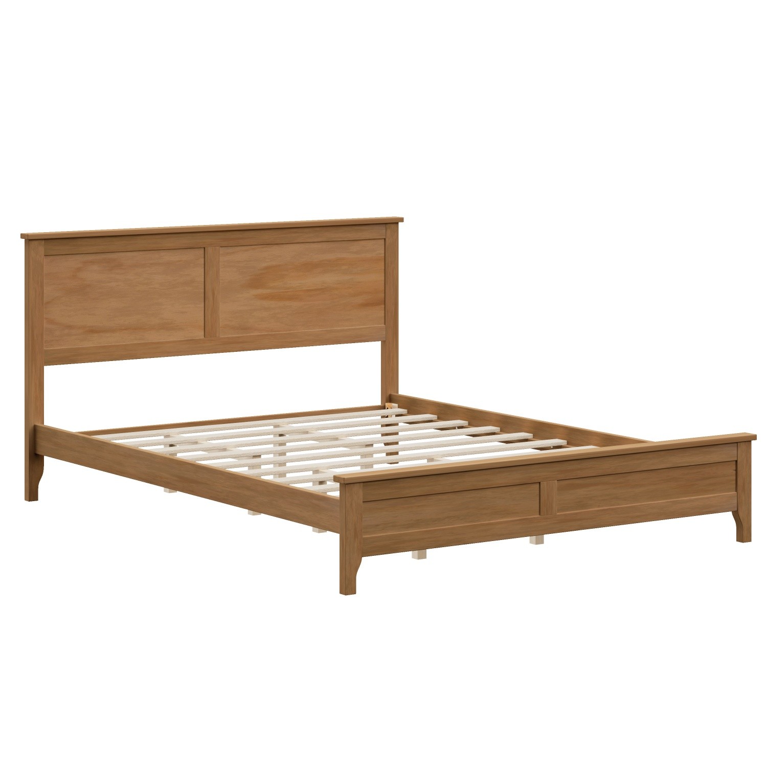 Queen/King Size Bed Frame Modern Solid Wood Platform Bed with Wood Headboard