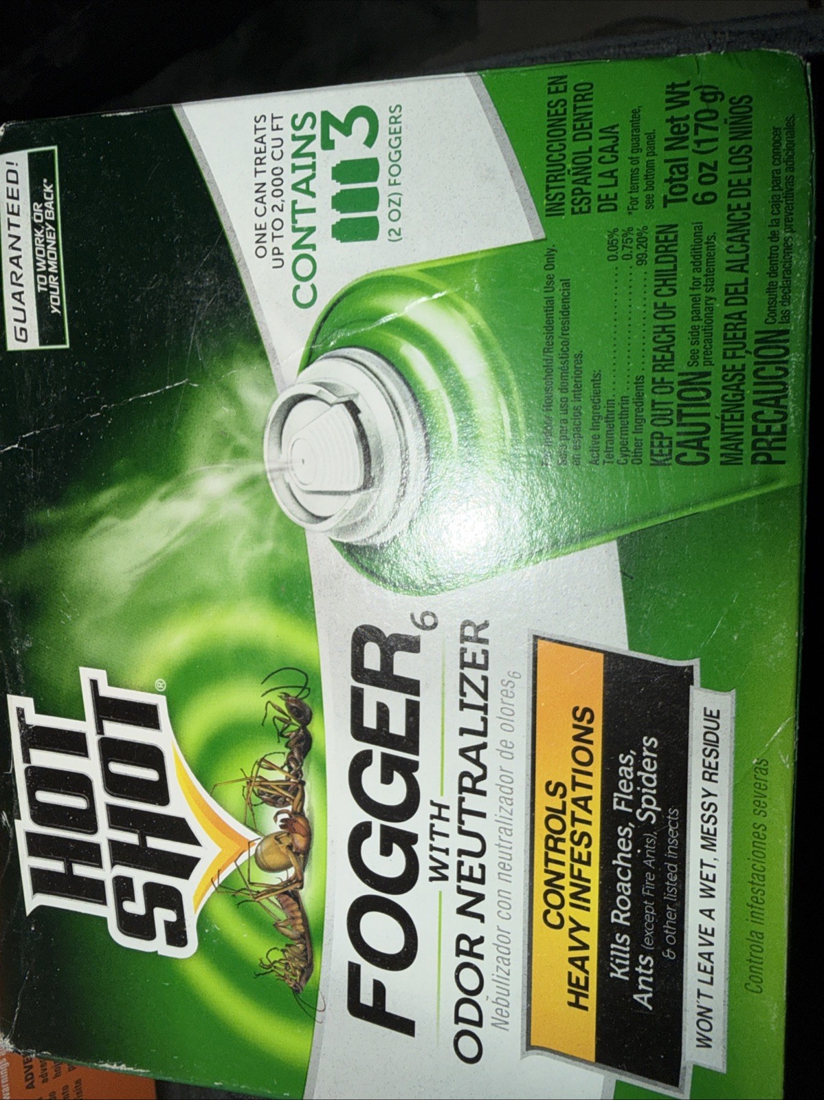 Hot Shot Insect Killer Fog w/ Odor Neutralizer Ants Fleas Spiders Flies 3 Pack