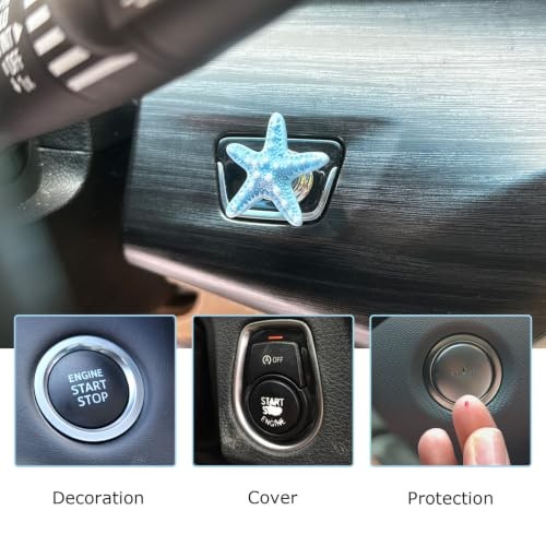 Starfish Car Push Start Button Cover,Cute Beach Car Engine Ignition Protector