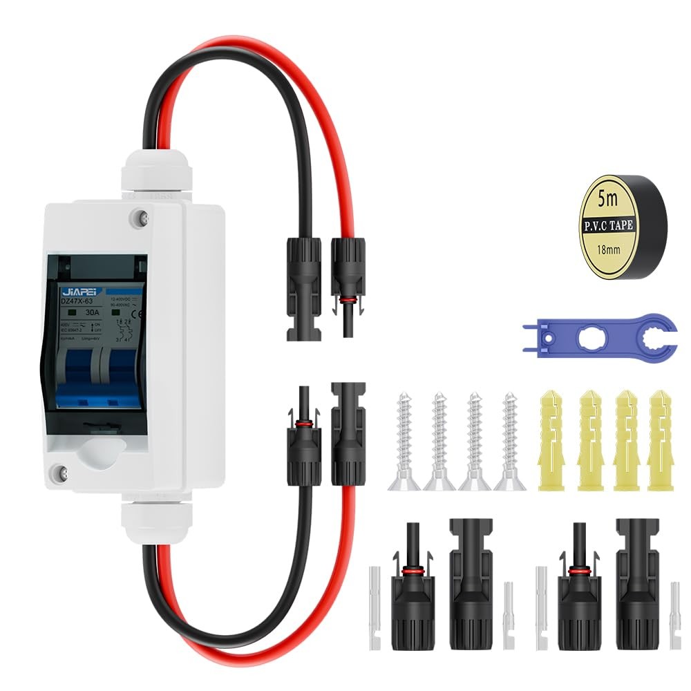 Solar Panel Disconnect Switch 30 Amp 400V Breaker Box, PV DC Miniature Circui...