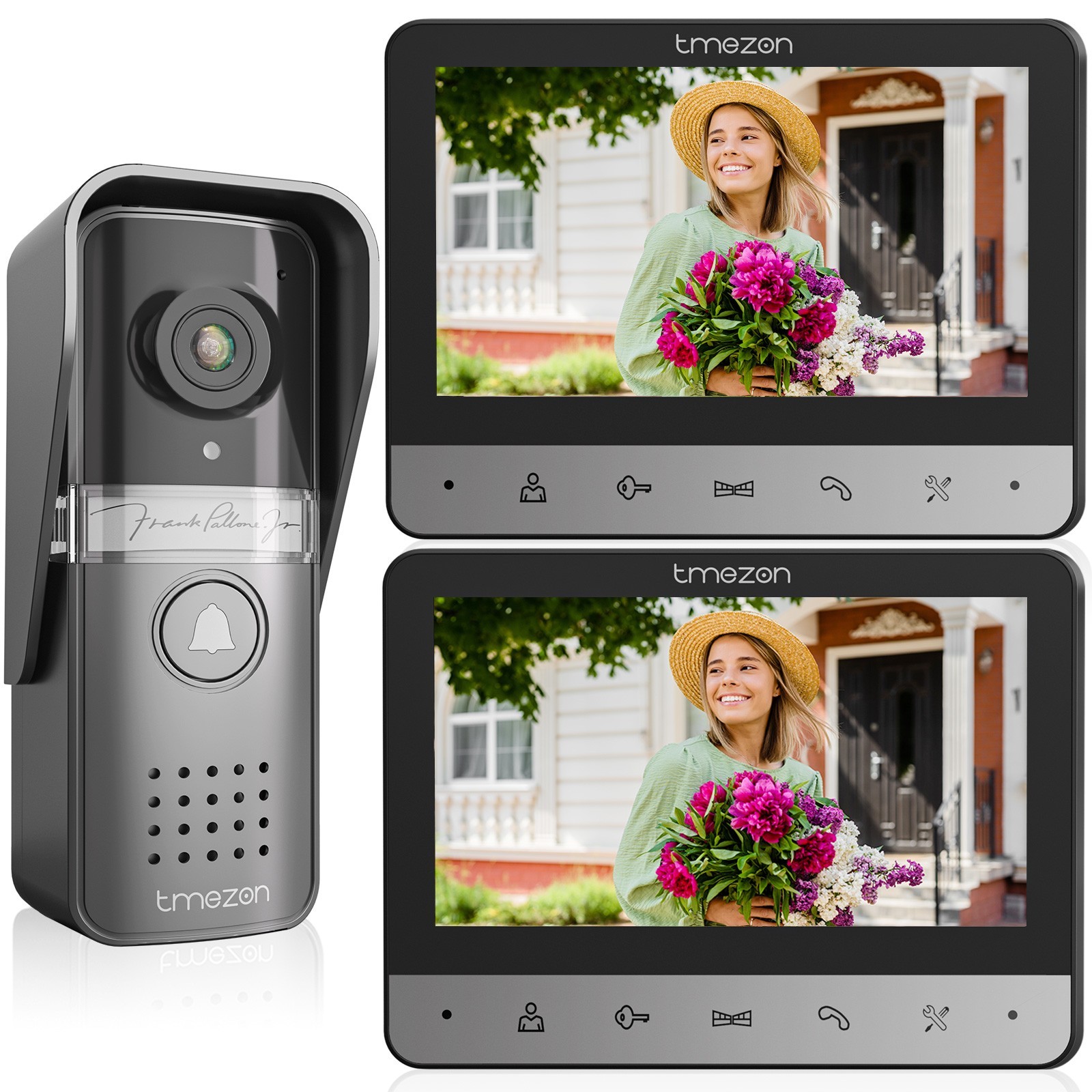 Video Intercom Entry System 2x7 Inches Monitor Wired Video Doorbell 2-Way Audio