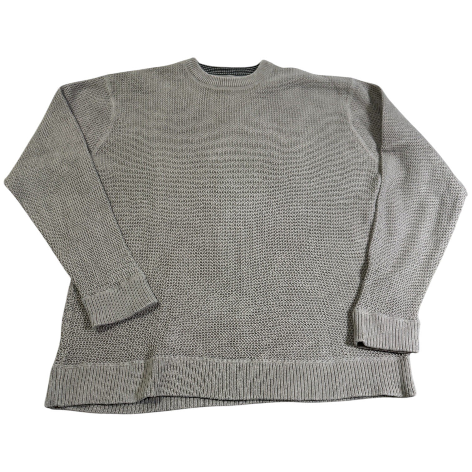 Jantzen Mens XL Tan Crew Neck 100% Cotton Knit Sweater Long Sleeve Casual Top