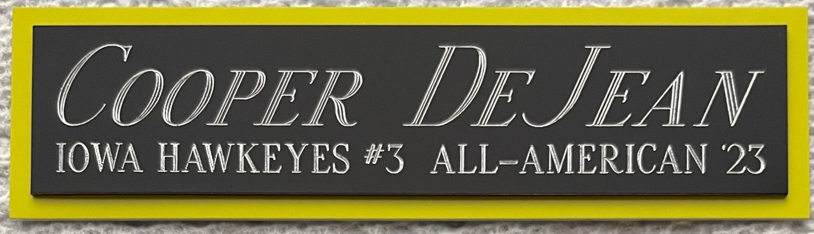 COOPER DEJEAN IOWA NAMEPLATE FOR AUTOGRAPHED Signed HELMET-FOOTBALL-JERSEY-PHOTO