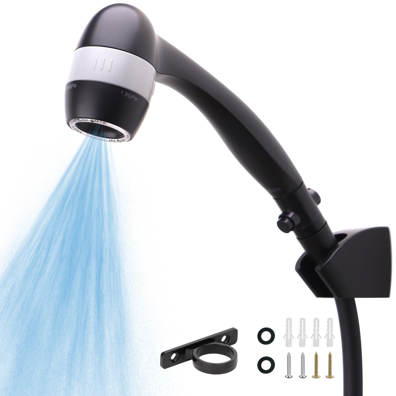 High Pressure RV Shower Head with Hose and On Off Switch, 3 Flow Rate for Sav...